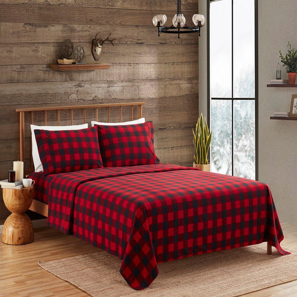 NEW! Sweet Home Collection Classic Buffalo Plaid 4PC Printed Bed Sheet Set Queen
